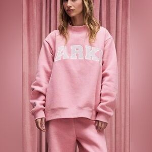 NWT PARKE Valentine’s Day varsity mock neck sweatshirt in blush/lavender in l/xl